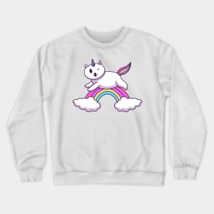 Cat Unicorn On Rainbow Cloud Crewneck Sweatshirt